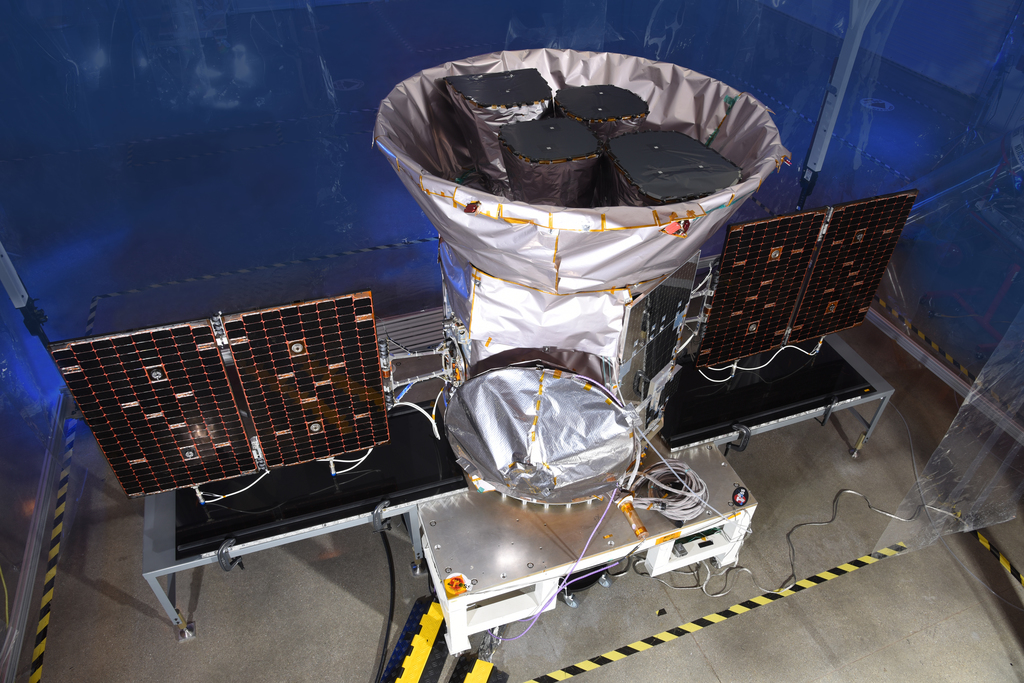 The fully integrated Transiting Exoplanet Survey Satellite (TESS), which launched in 2018 to find thousands of new planets orbiting other stars.
