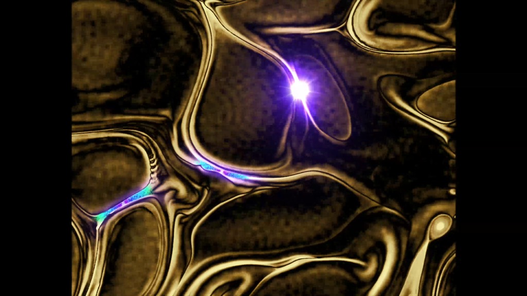 Conceptual animation - Explosive Magnetic Reconnection in Turbulent PlasmaIn a turbulent magnetic environment, magnetic field lines become scrambled. As the field lines cross, intense electric currents (shown here as bright regions) form and eventually trigger magnetic reconnection (indicated by a flash), which is an explosive event that releases magnetic energy accumulated in the current layers and ejects high-speed bi-directional jets of electrons. NASA’s Magnetospheric Multiscale mission witnessed this process in action as it flew through the electron jets the turbulent boundary just at the edge of Earth’s magnetic environment.Credit: NASA Goddard’s Conceptual Image Lab/Lisa PojeSimulations by: University of Chicago/Colby Haggerty; University of Delaware/Tulasi ParasharWatch this video on the NASA.gov Video YouTube channel.