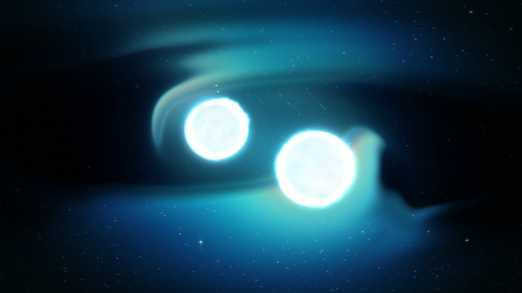 Light bursts from the collision of two neutron stars.