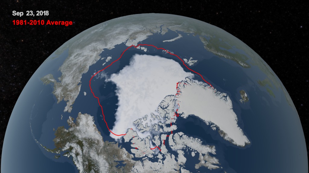 Preview Image for 2018 Arctic Sea Ice Ties for Sixth Lowest Minimum Extent on NASA Record