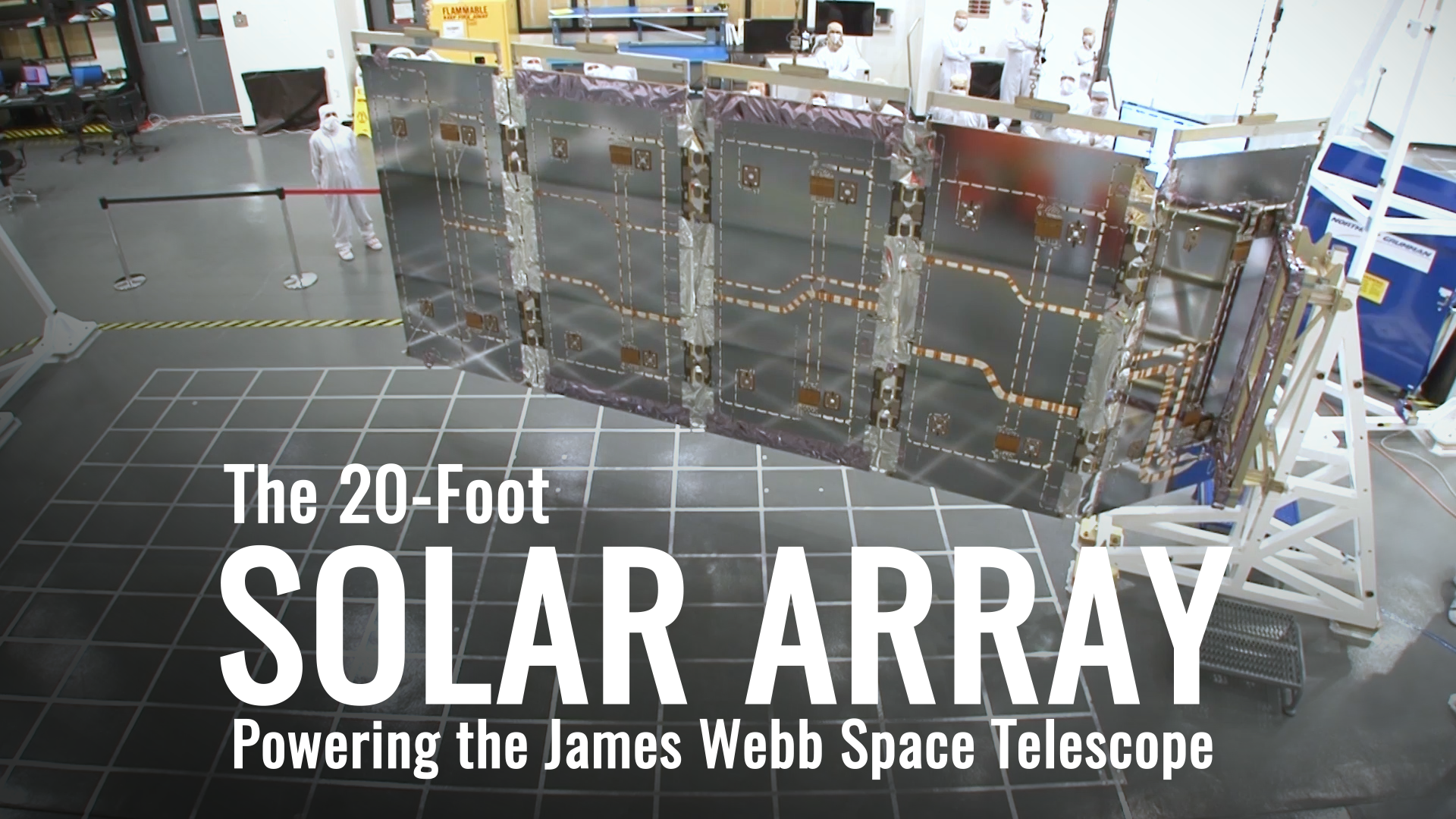 The James Webb Space Telescope's solar array will be used to help power the observatory by converting sunlight into electrical energy.  Presently, it is being tested at Northrop Grumman in Redondo Beach, CA.  