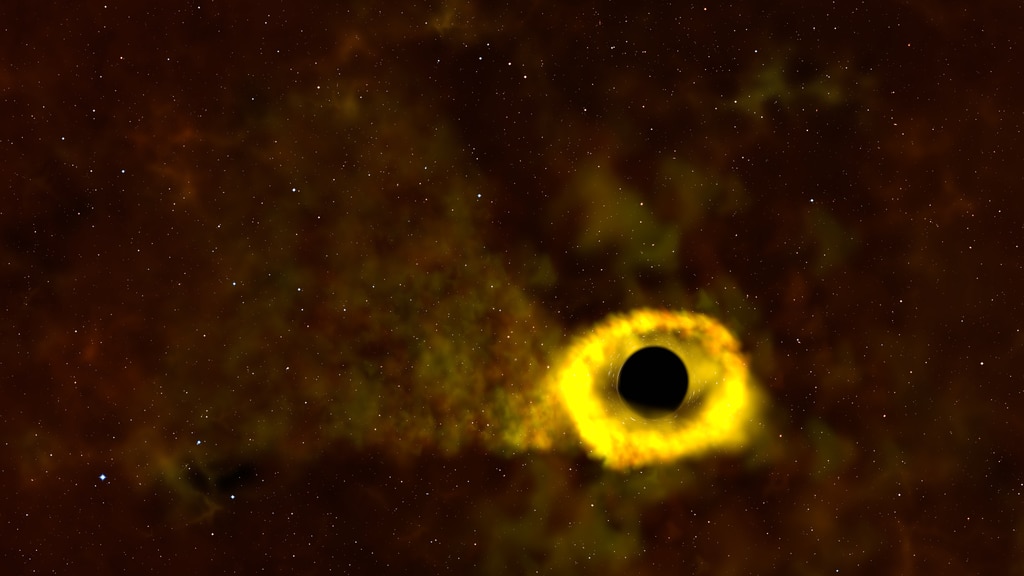 When a star strays too close to a black hole, intense tides break it apart into a stream of gas. The tail of the stream escapes the system, while the rest of it swings back around, surrounding the black hole with a disk of debris. This video includes images of a tidal disruption event called ASASSN-19bt taken by NASA’s Transiting Exoplanet Survey Satellite (TESS) and Swift missions, as well as an animation showing how the event unfolded. Credit: NASA’s Goddard Space Flight CenterMusic: "Games Show Sphere 03" from Universal Production MusicWatch this video on the NASA Goddard YouTube channel.Complete transcript available.