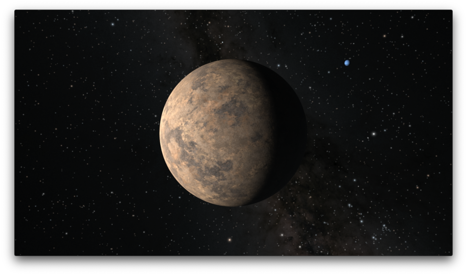 This animation shows HD 21749 c, an exoplanet about 89% Earth’s diameter. It orbits HD 21749, a K-type star with about 70% of the Sun’s mass located 53 light-years away in the southern constellation Reticulum.  A second, bluish exoplanet in the same system,  HD 21749 b, appears briefly in the background.Credit: NASA/JPL-Caltech/R. Hurt (IPAC)