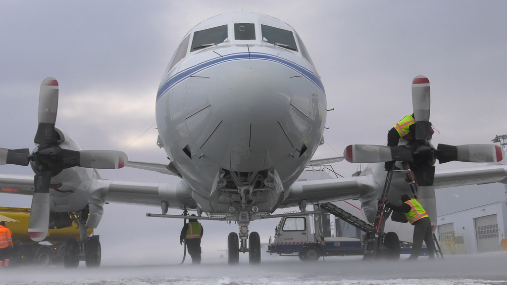 4K B-roll of P3-Orion on the runway at the Thule Air Base. Filmed during the 2017 Arctic campaign. NOTE: The audio on this clip varies widely and includes loud aircraft noise. We advise turning down/off sound when previewing this item.