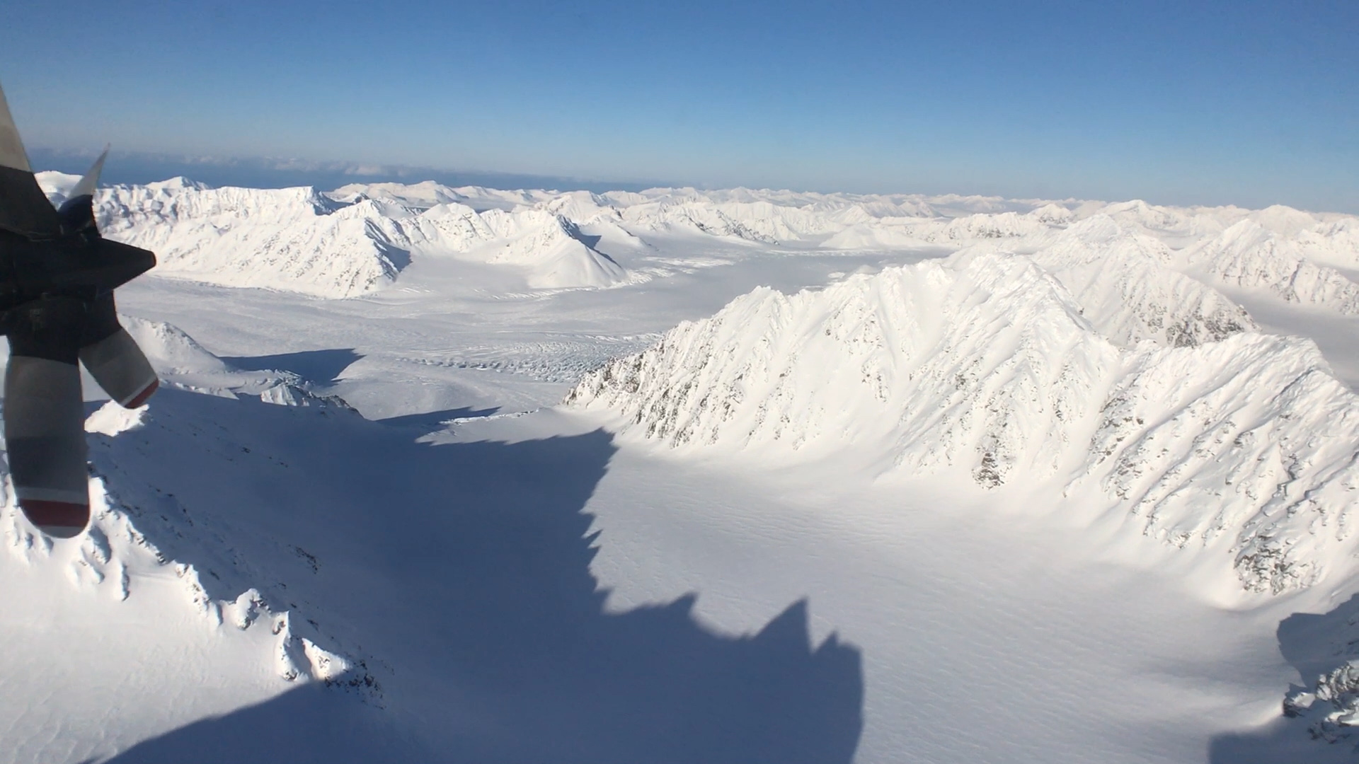 Svalbard landscape filmed from the P3-Orion aircraft during the 2017 Arctic campaign. NOTE: The audio on this clip varies widely and includes loud aircraft noise. We advise turning down/off sound when previewing this item.