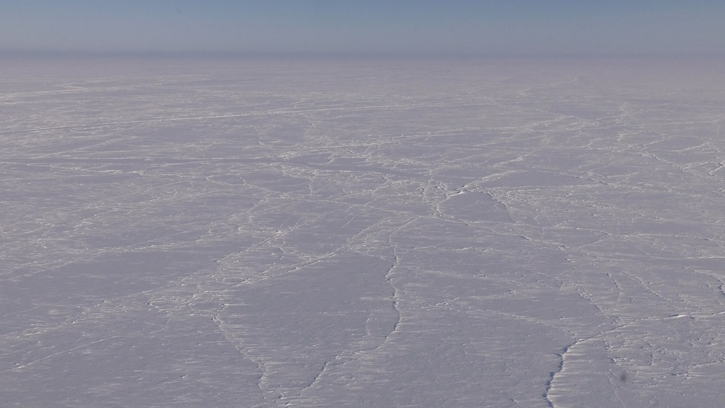 Sea ice expanse off of Greenland. Filmed during the 2017 Arctic campaign. NOTE: The audio on this clip varies widely and includes loud aircraft noise. We advise turning down/off sound when previewing this item.