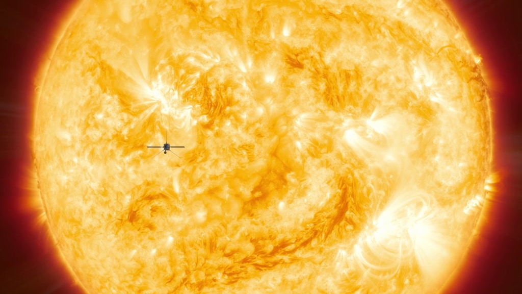 Facing the Sun Part 2- VideoDuring its closest approaches of the Sun, Solar Orbiter will be travelling fast enough to study how magnetically active regions evolve for up to four weeks at a time. Credit: ESA/ATG medialab