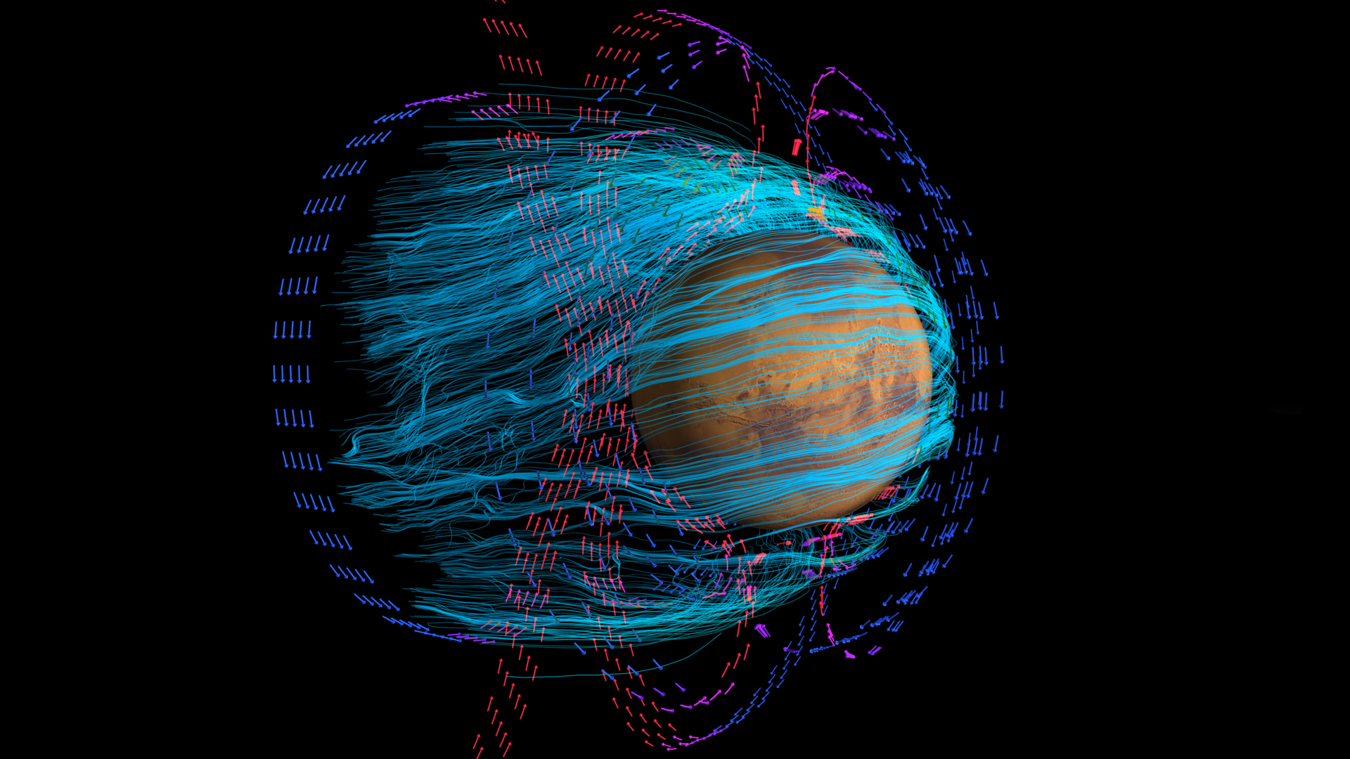 MAVEN data have enabled the first map of the electric current systems (blue and red arrows) that shape the induced magnetic field surrounding Mars.Credit: NASA/Goddard/MAVEN/CU Boulder/SVSUniversal Production Music: “A Lucid Dream” and “Shimmer Oscillations” by James Joshua OttoWatch this video on the NASA Goddard YouTube channel.Complete transcript available.