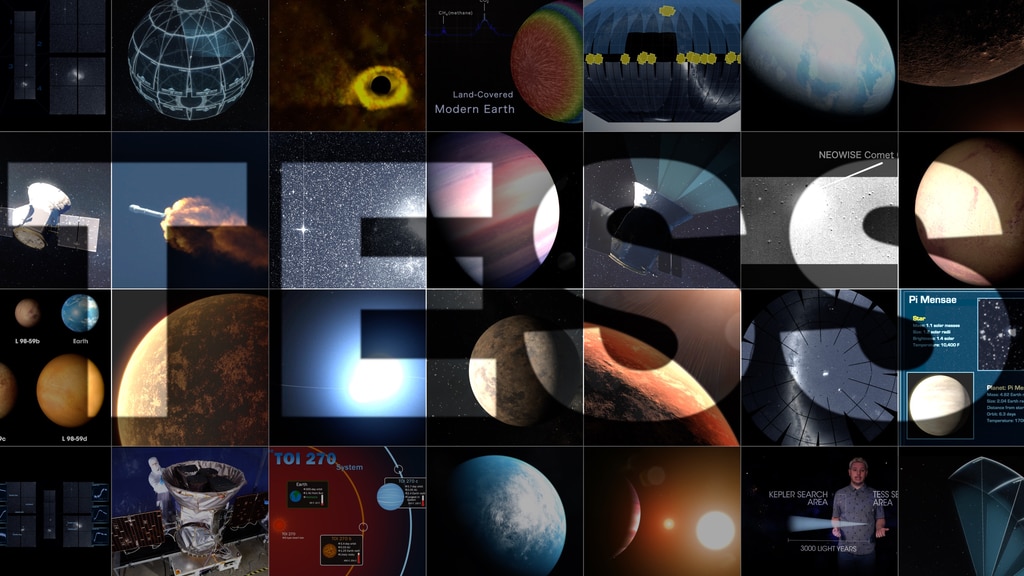 This poster celebrates TESS's completion of its primary mission with a montage of images and illustrations from the satellite's first two years.   Credit: NASA’s Goddard Space Flight Center