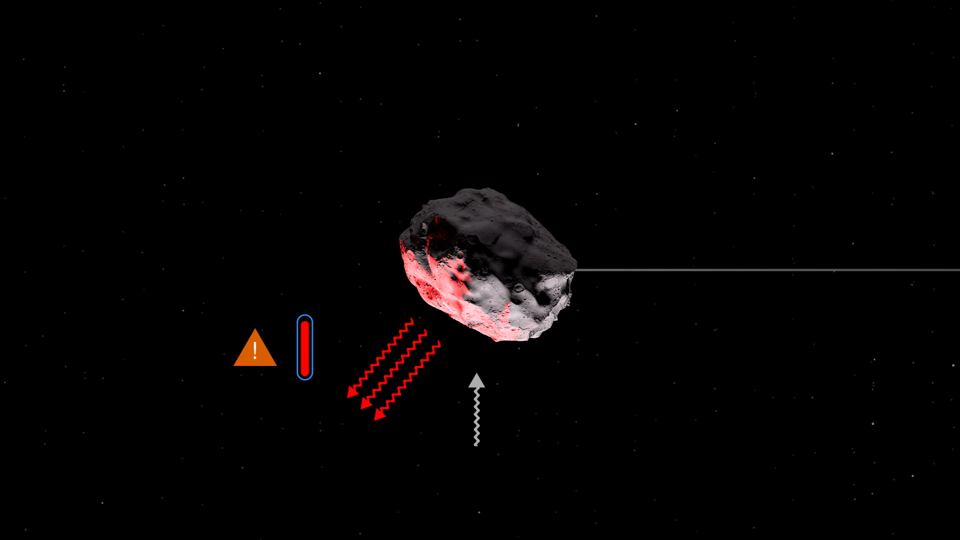 3. Farnocchia - Sunlight alters the orbit of a rotating asteroid (Yarkovsky effect). Credit: NASA/Goddard