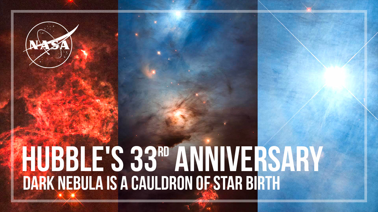 Preview Image for Hubble's 33rd Anniversary: Dark Nebula is a Cauldron of Star Birth