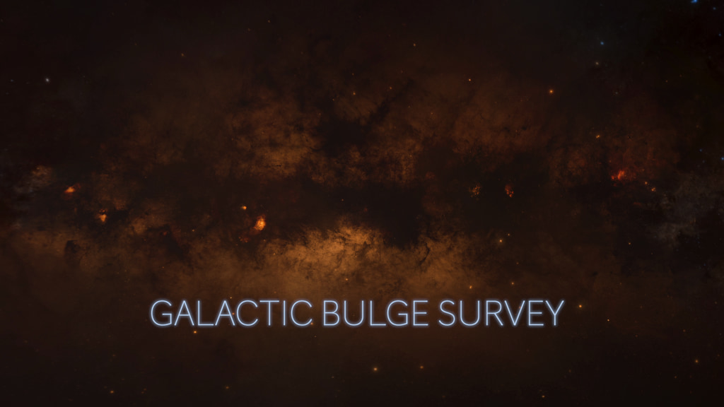 For the Galactic Bulge Time Domain Survey, Roman will aim its expansive view at the center of our galaxy and observe a two-square-degree region in infrared wavelengths that cut through the obscuring dust to reveal millions of stars.  
