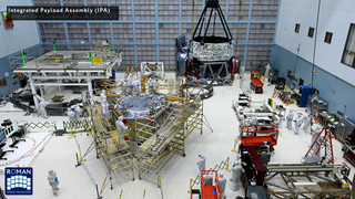 This 3x3-hyperwall-resolution time-lapse video of Roman shows the major integration steps of the key systems to form SCIPA, or the Spacecraft Integrated Payload Assembly. It includes the spacecraft bus, with all the support systems and electronics, the Wide Field Instrument, the Coronagraph Instrument, and the Optical Telescope Assembly, which is built around the 2.4 meter (7.9 foot) primary mirror. This sequence does not have sound and is available as video and frames.Credit: NASA's Goddard Space Flight Center