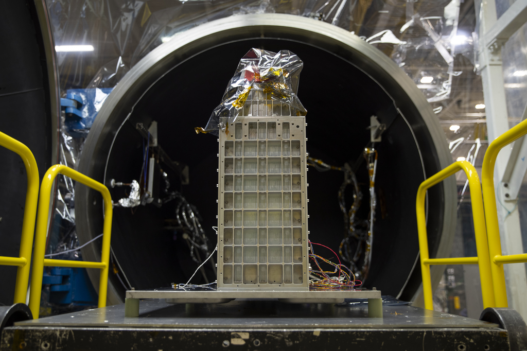 STORIE team members prepare the instrument for thermal vacuum testing in the Integration and Test Complex at NASA’s Goddard Space Flight Center in Greenbelt, Maryland.Photo Credit: NASA/Lacey Young