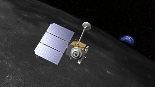 This animation is a close-up view highlighting spacecraft instrumentation - pulling away to reveal LRO's track over the moon.