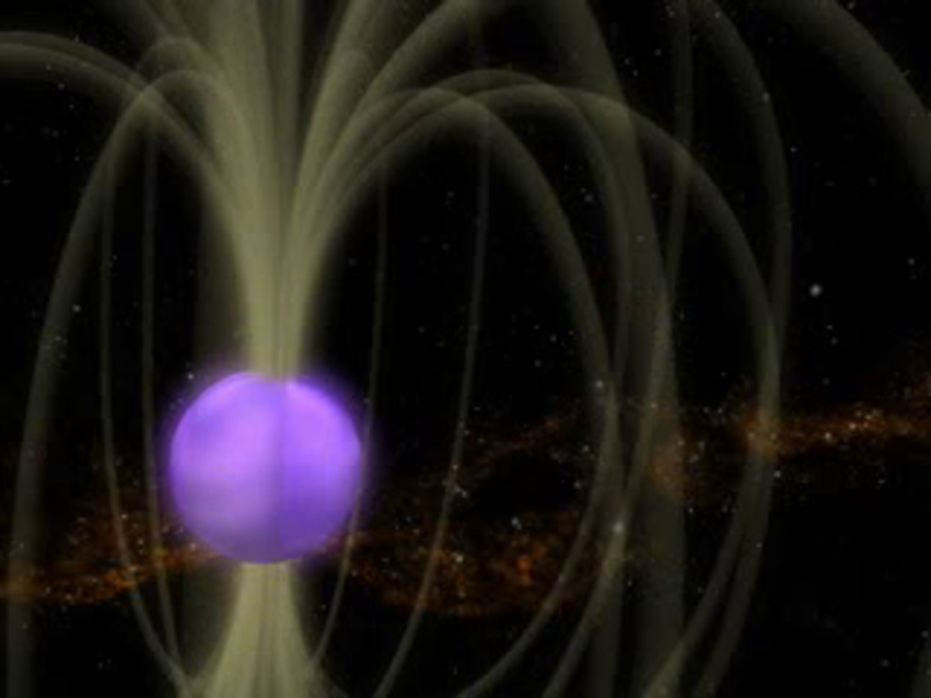 Close in as a Neutron Star emits a Gamma Ray Burst.
