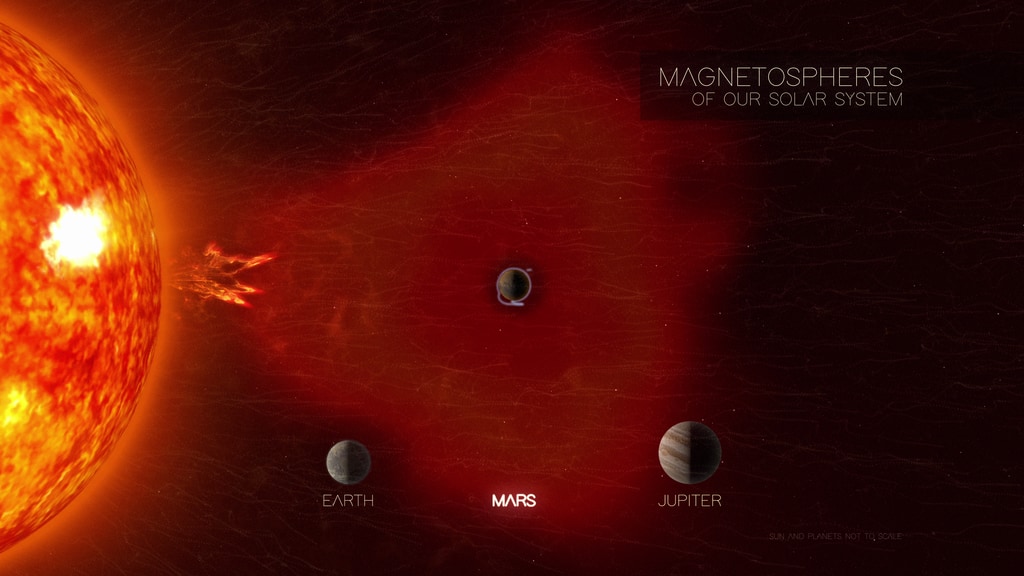Animation of a coronal mass ejection impacting Mars, Earth, and Jupiter. Credit: NASA GSFC/CIL/Bailee DesRocher