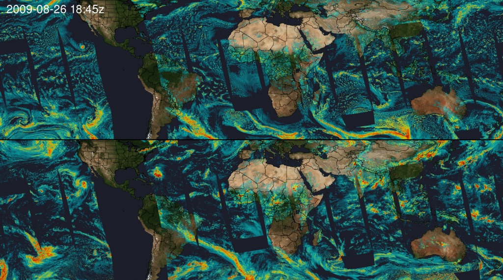 Comparison of GEOS-5 simulator and MODIS data.