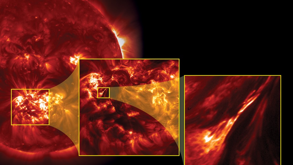 High-resolution images of the sun's corona from Hi-C telescope, July 2012.