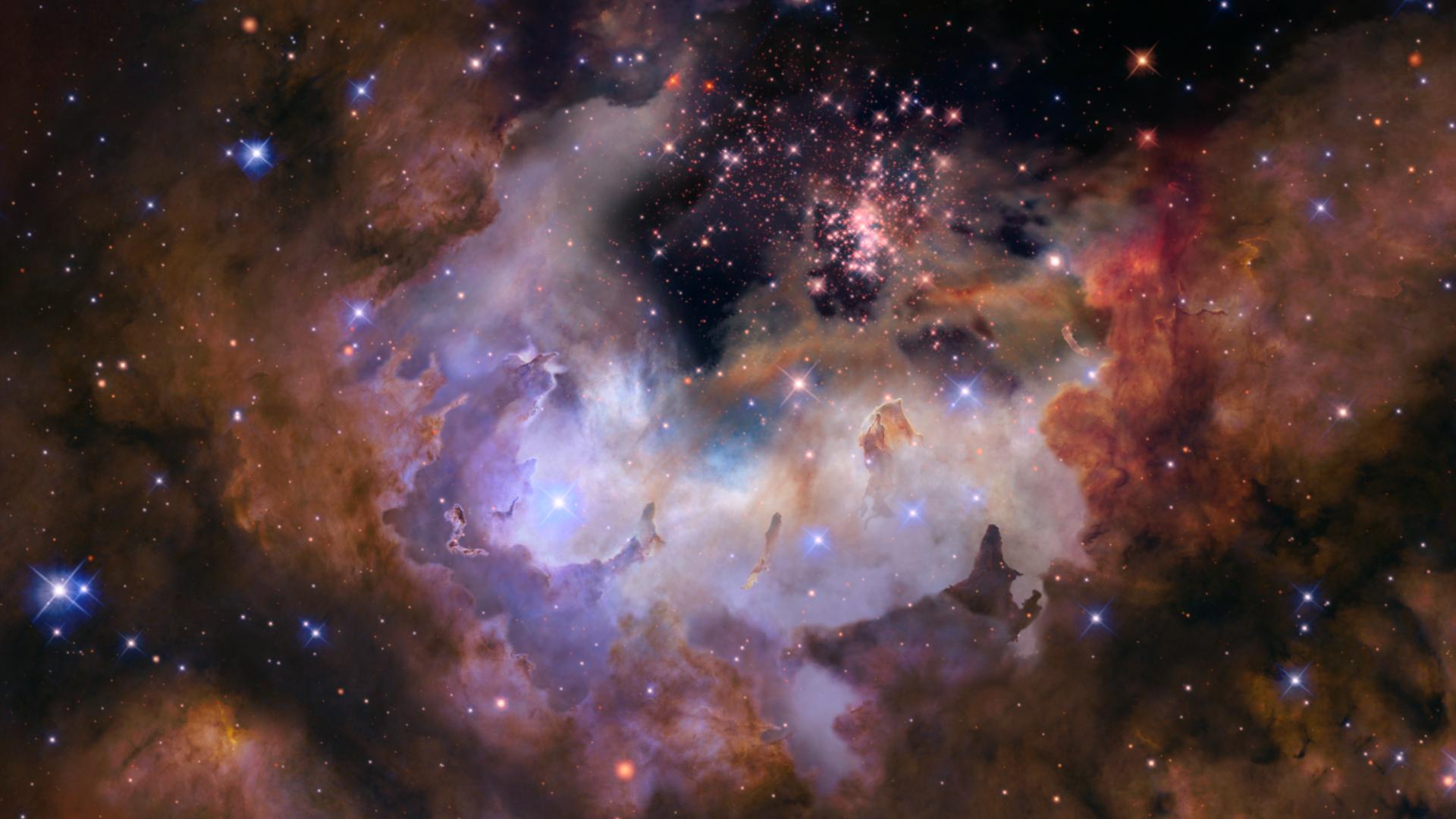 A visualization flying into the nebula Gum 29 and the star cluster Westerlund 2 at its core