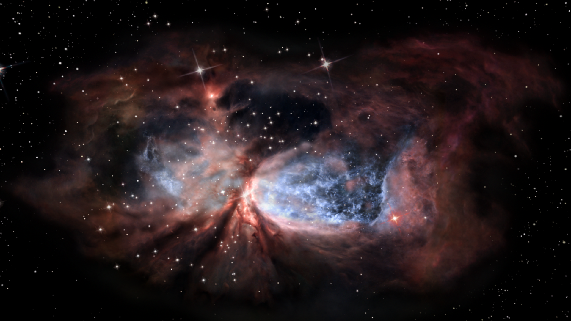 A 3D visualization of the star-formonig region Sharpless 2-106