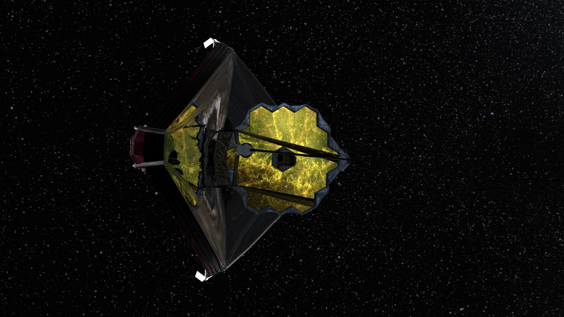 A pan past the James Webb Space Telescope at the second LaGrange point