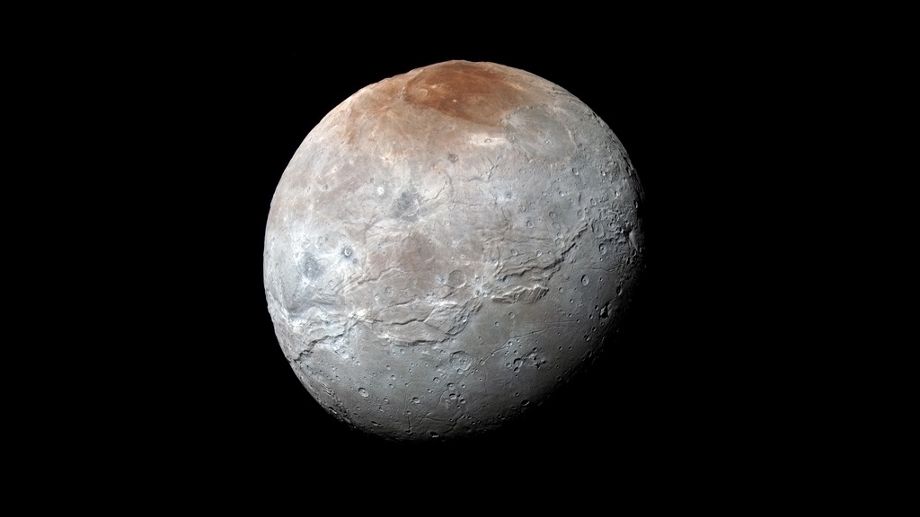 A high-resolution enhanced color view of Charon