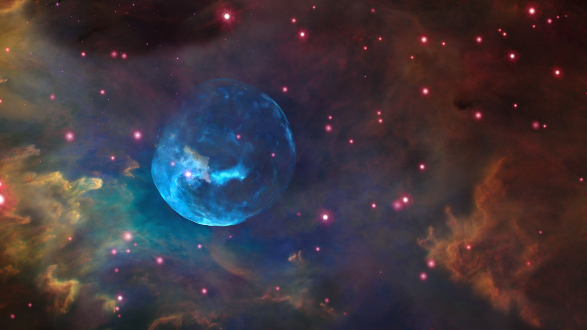 A visualization of a flight in a 3D mdoel of the Bubble Nebula.