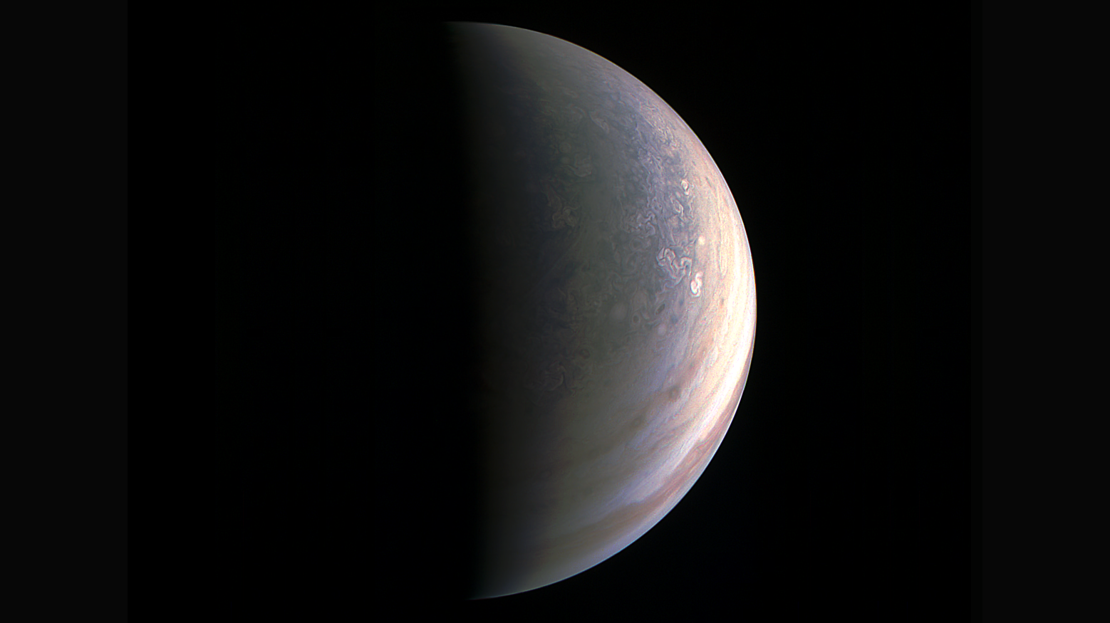 NASA's Juno spacecraft sent back this image of Jupiter's north pole taken on August 27, 2016. 