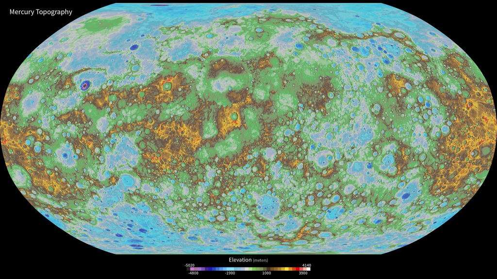 A global elevation map of Mercury.