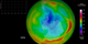 Here, the globes show ozone data on the day that the minimum ozone concentration was reached over Antarctica, each year from 1979 and 2016. 
