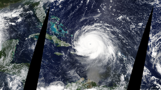 It is extremely rare for a hurricane to show up in three consecutive swaths of data acquired by the same satellite. On September 7, 2017, hurricanes Katia (left, Category 1), Irma (center, Category 5), and Jose (right, Category 3) lined up across the Atlantic basin. The Moderate Resolution Imaging Spectroradiometer (MODIS) onboard NASA’s Terra satellite acquired each image around 11:00 AM local time. The Atlantic hasn’t had three hurricanes at once since 2010 when hurricanes Igor, Julia, and Karl marched across the tropics—storms that also begin with letters I, J, and K. On September 5, Irma was labeled as an “extremely dangerous” Category 5 storm. Irma passed north of the Dominican Republic on September 7. This historically intense hurricane, which maintained winds of 185 miles per hour longer than any storm ever recorded on Earth, made landfall on Cuba’s Camaguey archipelago as a Category 5 hurricane on September 8, again at Cudjoe Key in lower Florida Keys as a Category 4 on September 10, and a final time in Florida later that day on Marco Island as a Category 3 storm. On September 6, Katia had strengthened over the southwestern Gulf of Mexico and was upgraded from tropical storm to Category 1 hurricane status. Katia shortly became a Category 2 storm on September 8, making landfall later that evening as a Category 1 storm north of Tecolutla, Mexico. Jose became a Category 1 storm on September 6 and rapidly intensified into a Category 4 storm by September 8. It remained a Category 4 storm until September 10. As of September 12, Jose is a Category 1 storm. The National Hurricane Center predicts that the storm will not make landfall in the next five days.