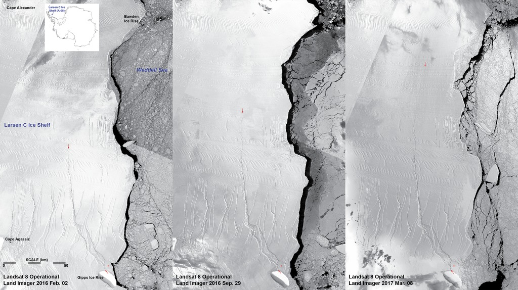 Preview Image for Calving of A-68 from the Larsen C Ice Shelf, Antarctica 2016-2017