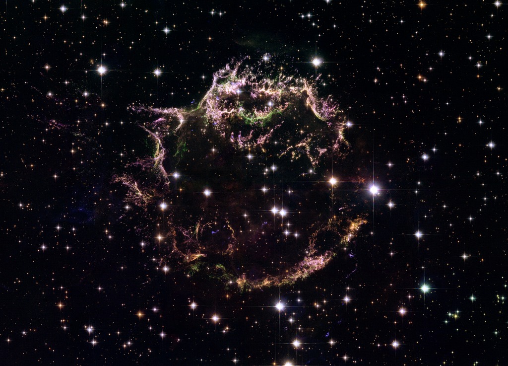 The nebula known as Cassiopeia A is composed of tattered remains of a star that exploded more than 300 years ago.