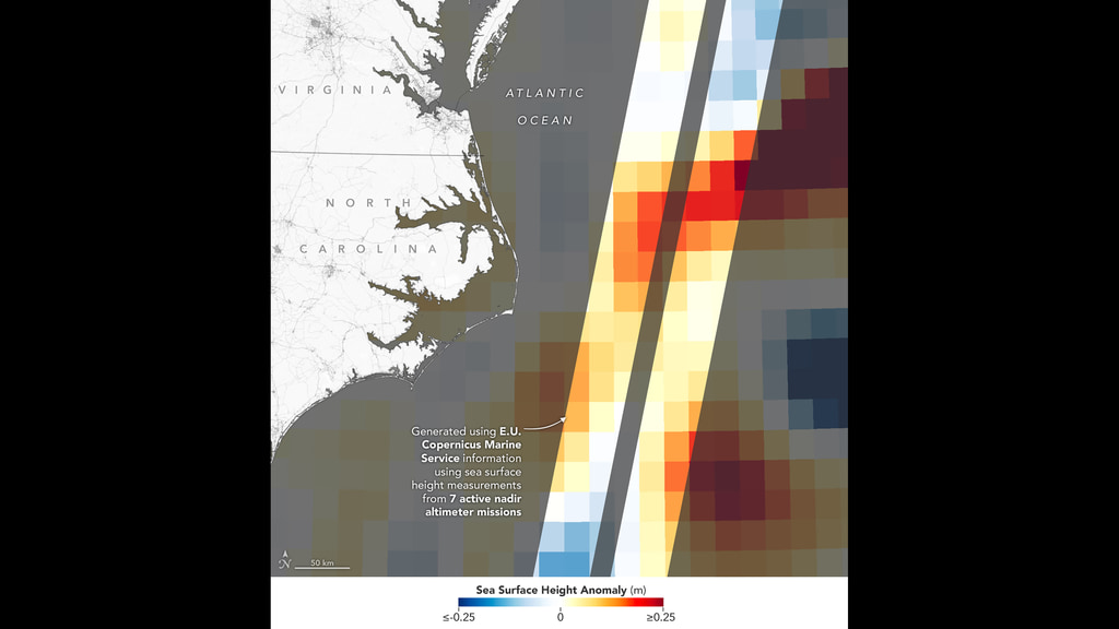 Sea surface height measurements of the Gulf Stream