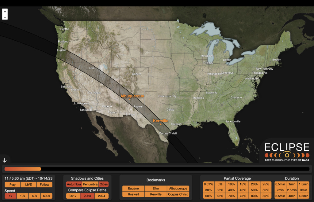 An embedded version of the NASA Eclipse Explorer. The standalone version is available  at https://go.nasa.gov/EclipseExplorer.